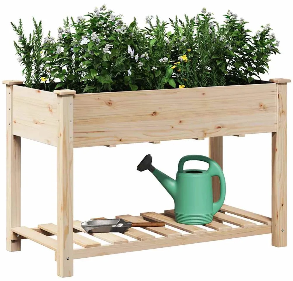 Jardineira vidaXL com Prateleira 115x59x76 cm Madeira Maciça de Abeto