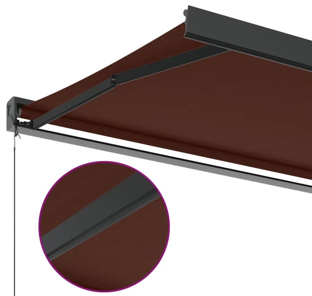 Toldo retrátil manual 500x300 cm castanho
