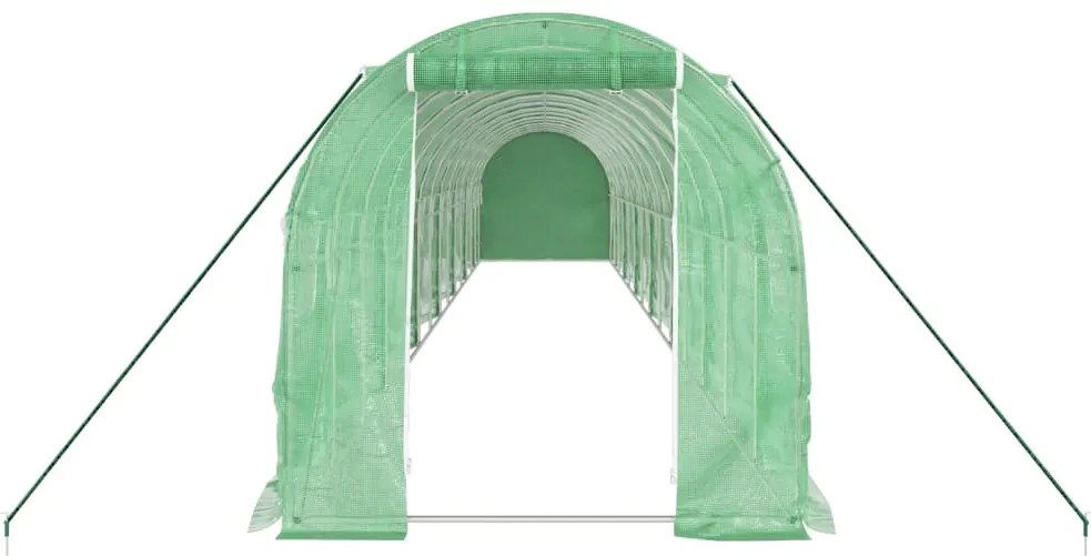 Estufa com estrutura de aço 28 m² 14x2x2 m verde