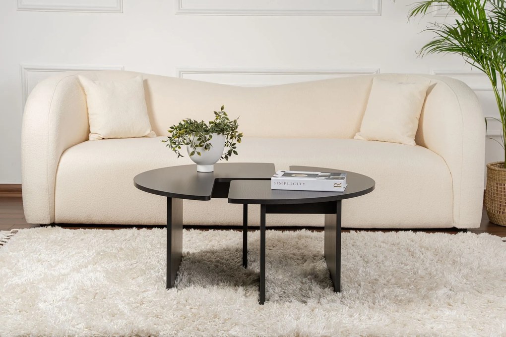 Mesa de Centro Moira – Preto Amadeirado – Ø90 x 41 cm