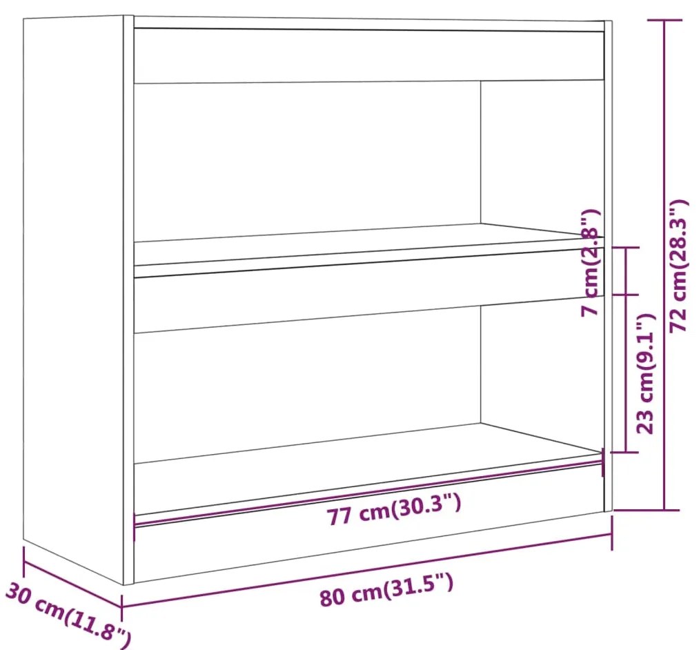 Estante/divisória 80x30x72 cm cor sonoma cinza