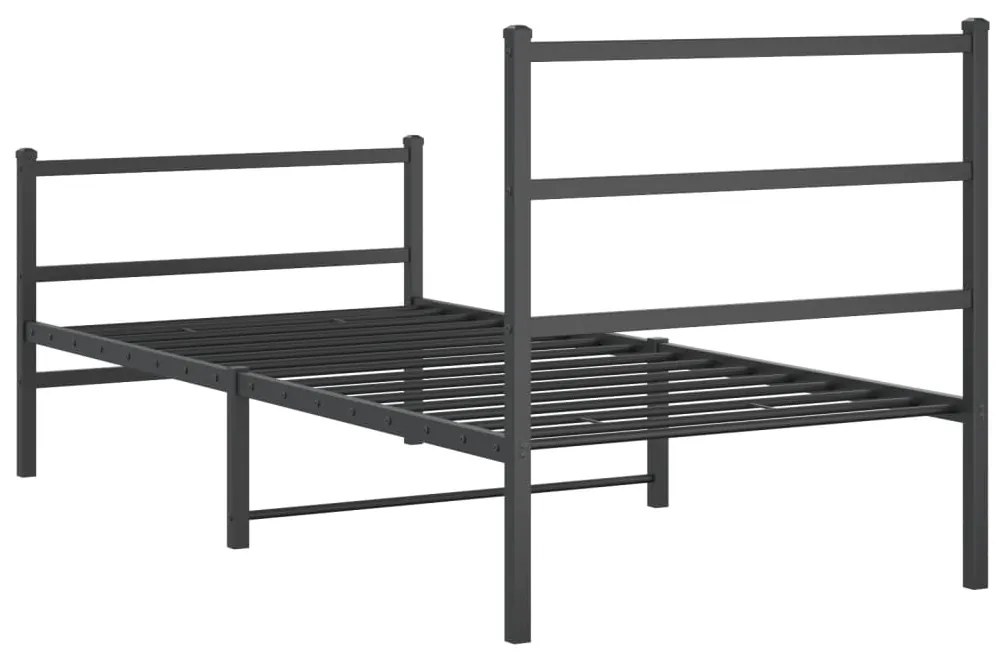 Estrutura de cama com cabeceira e pés 90x200 cm metal preto