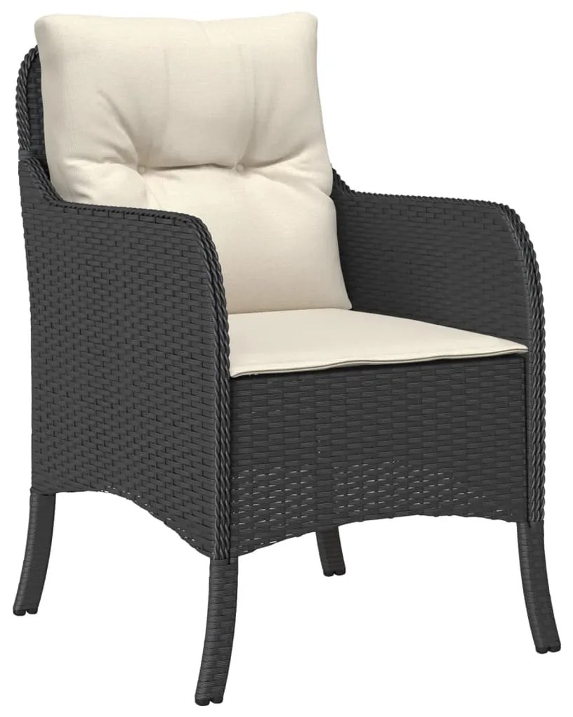 5 pcs conjunto de jantar p/ jardim c/ almofadões vime PE preto