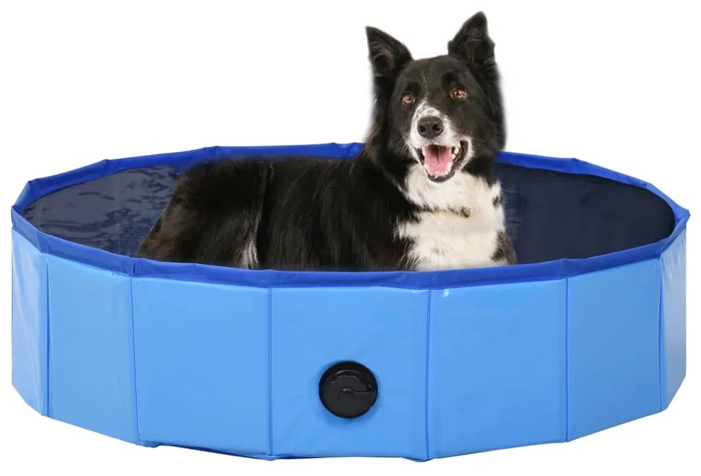 vidaXL Piscina para cães dobrável 80x20 cm PVC azul