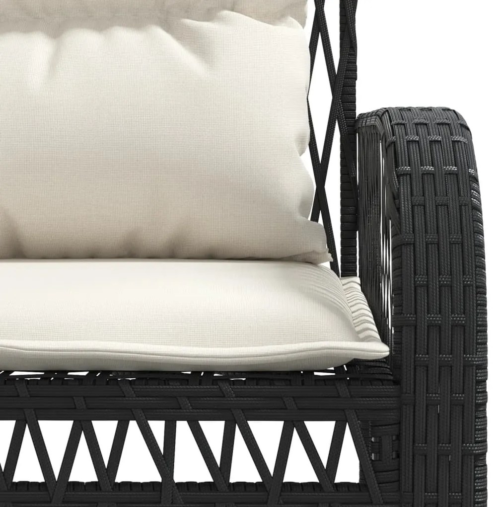 4 pcs conjunto de sofás para jardim c/ almofadões vime PE preto