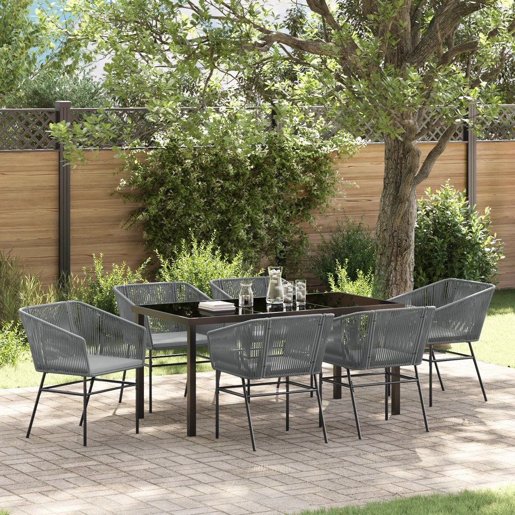 vidaXL Conjunto de Jantar de Jardim de 2 Peças com Almofadas Cinza Rattan de Polietileno