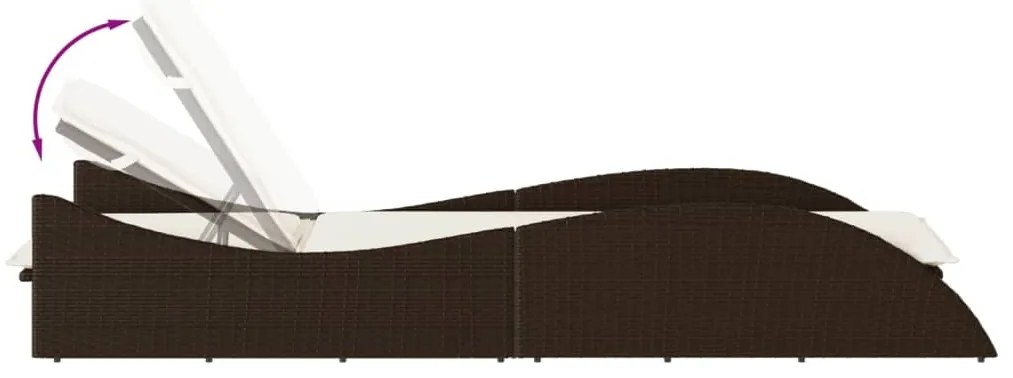 Espreguiçadeira com almofadão 60x205x73 cm vime PE castanho