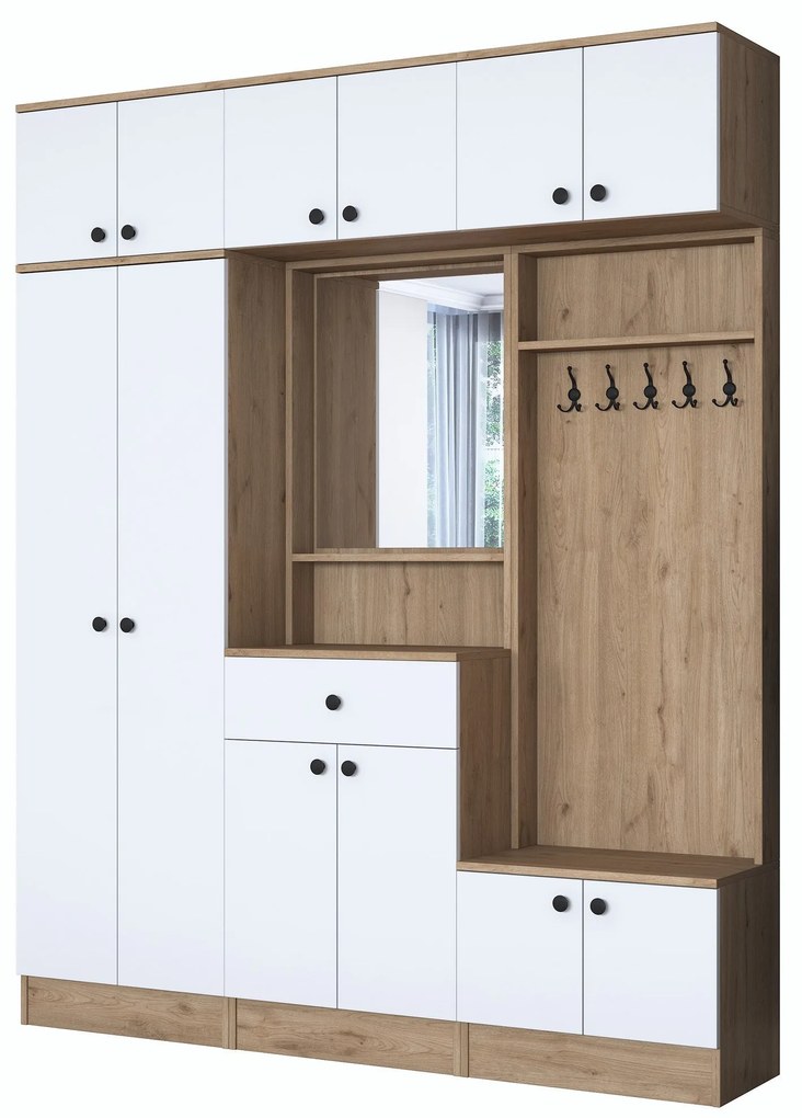 Hall Stand EA108 – Branco e Noz – 179,4x226,4x37,5 cm