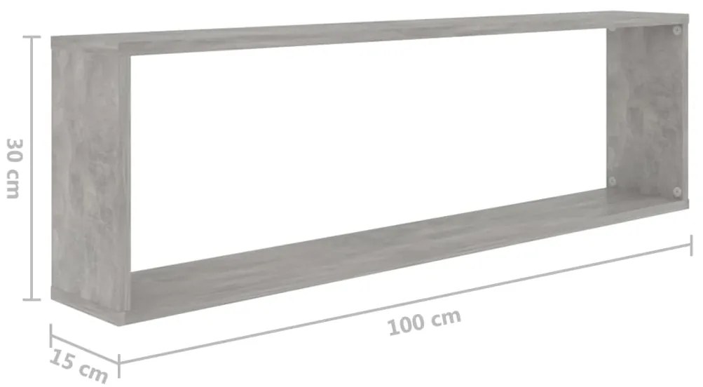 Estantes parede cúbicas 4pcs derivados de madeira cinza cimento
