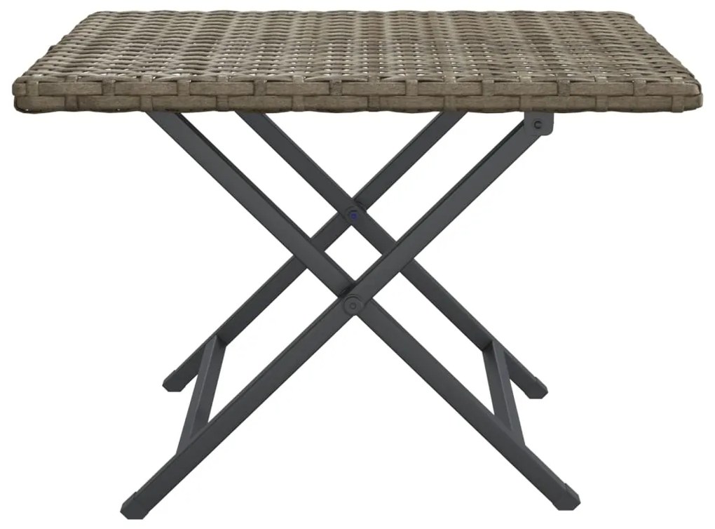 Mesa dobrável 45x35x32 cm vime PE cinzento