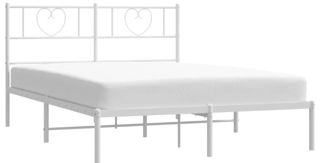 Estrutura de cama com cabeceira 160x200 cm metal branco
