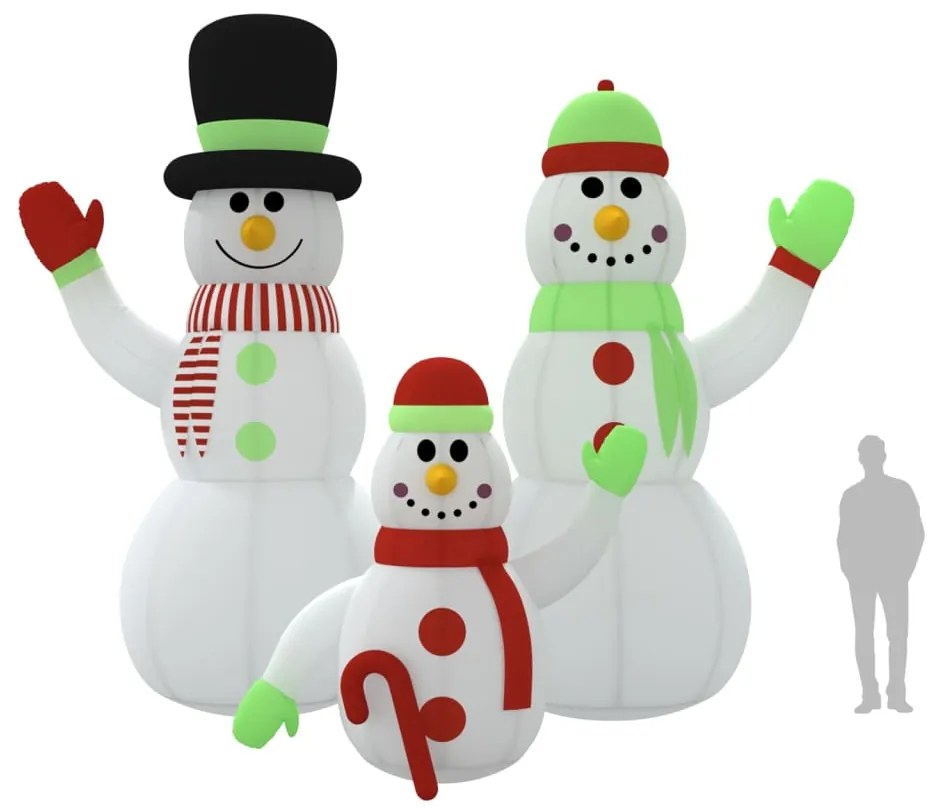 Família bonecos de neve insuflável com luzes LED 500 cm