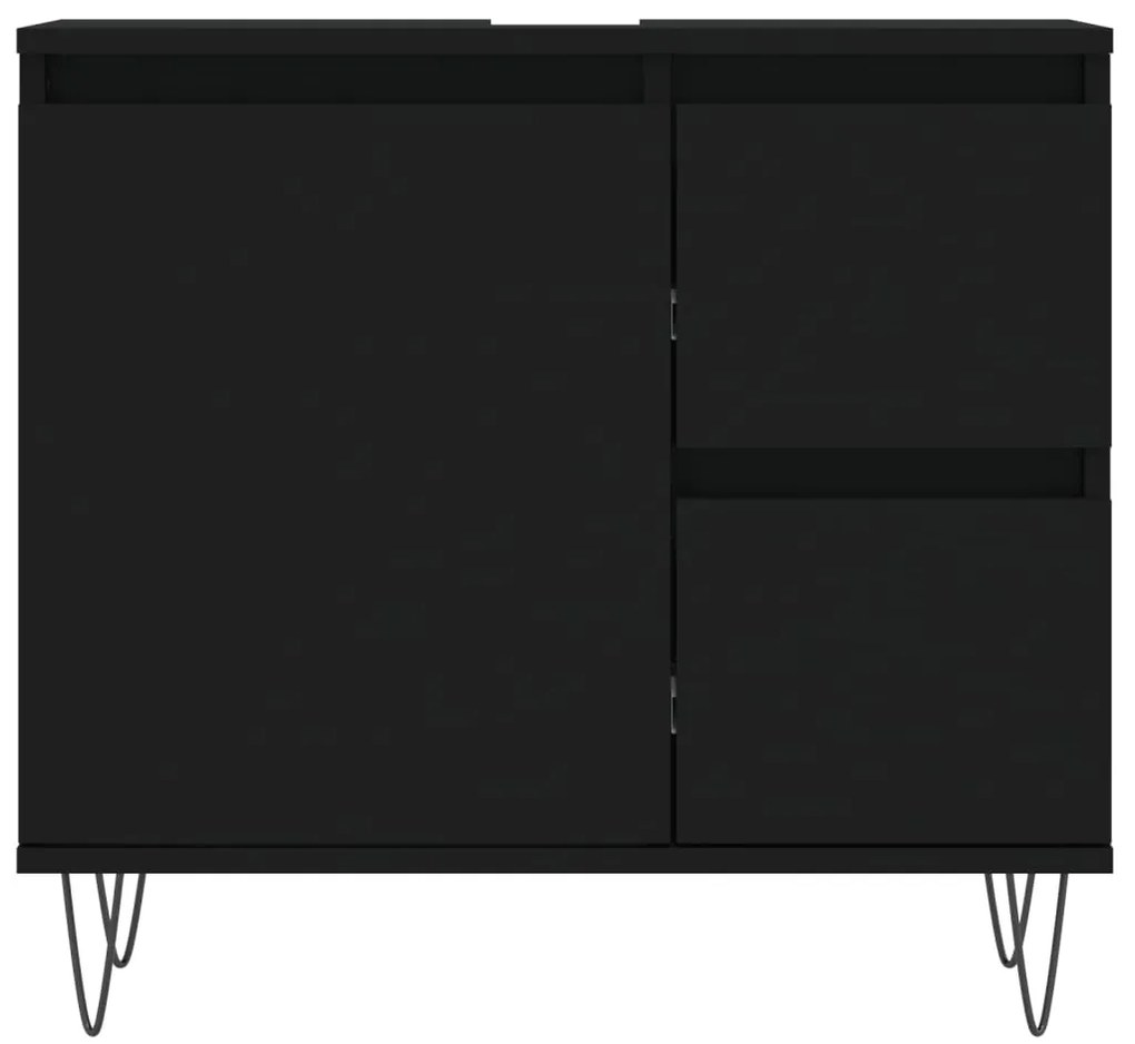 3 pcs conjunto móveis casa de banho derivados de madeira preto