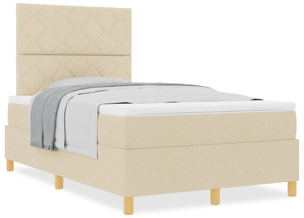 Cama Box com Colchão Creme 120x200 cm Tecido