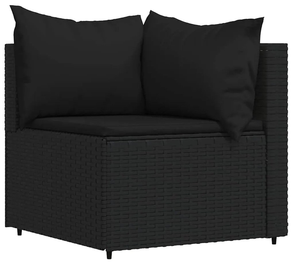 4 pcs conjunto lounge de jardim c/ almofadões vime PE preto