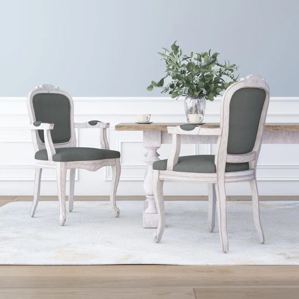 vidaXL Cadeiras de jantar 2pcs 62x59,5x100,5 cm tecido cinzento-escuro
