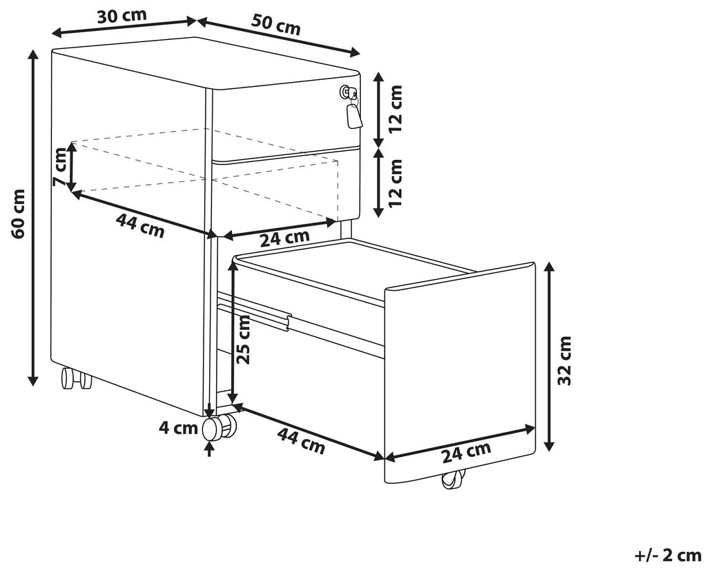 Armário de metal vermelho com 3 gavetas BOLSENA Beliani