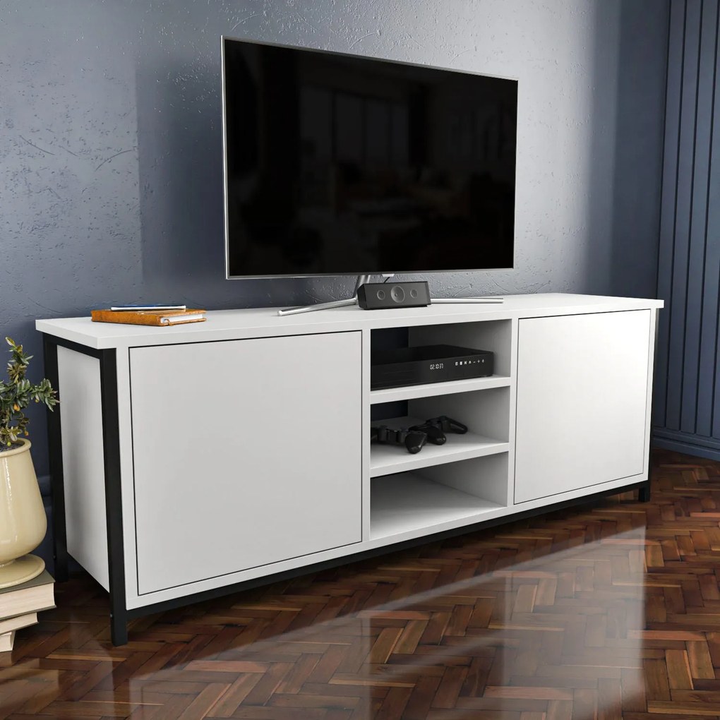 Móvel de TV Otis – Preto e Branco – 140 cm x 35,3 cm x 50,8 cm