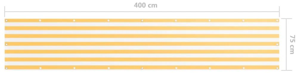 Tela de varanda 75x400 cm tecido Oxford branco e amarelo
