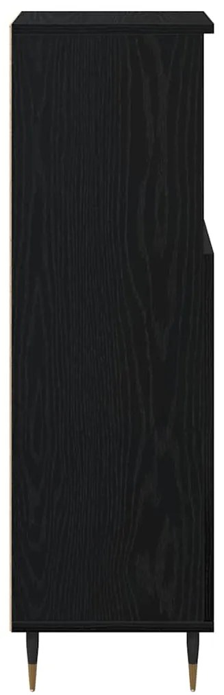 Armário de banheiro vidaXL Preto Carvalho 30x30x100 cm Madeira engenhe