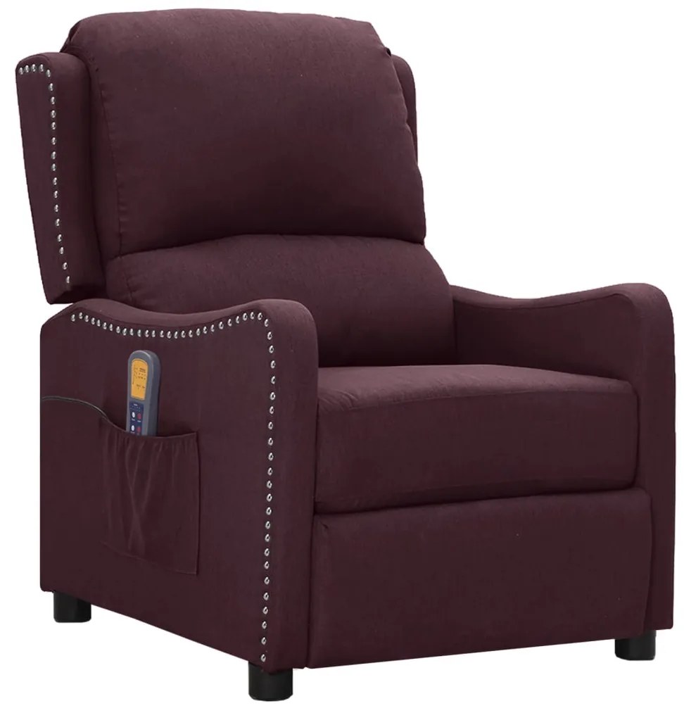 vidaXL Poltrona de massagens tecido roxo
