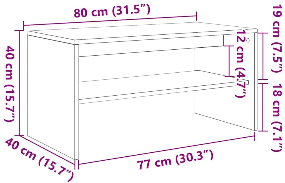 Móvel de TV 80x40x40 cm contraplacado branco