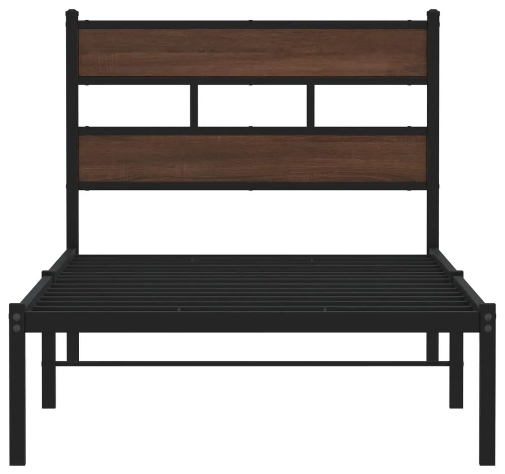 Cama sem colchão com cabeceira 75x190 cm carvalho castanho