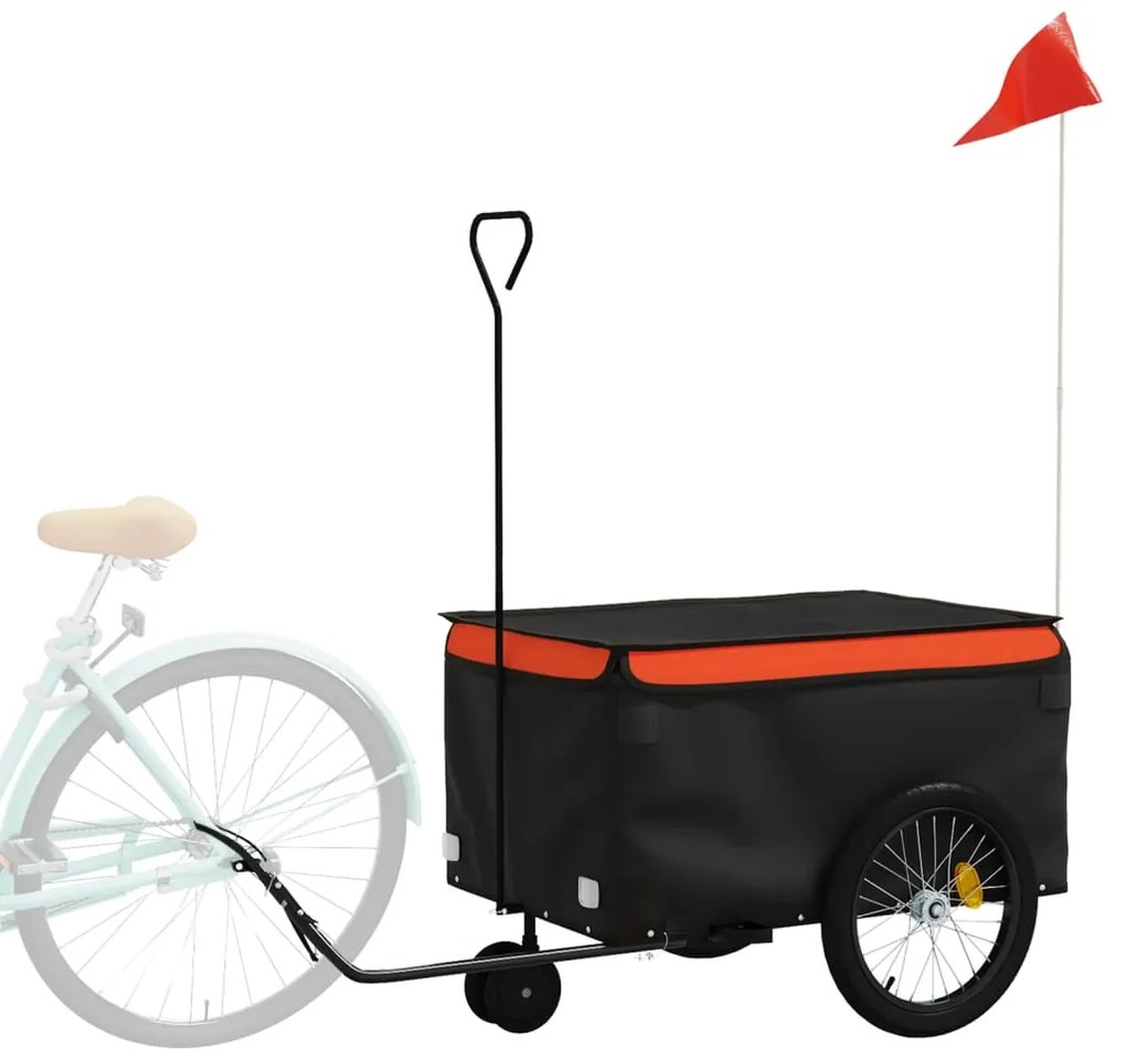 Reboque para bicicleta 30 kg ferro preto e laranja