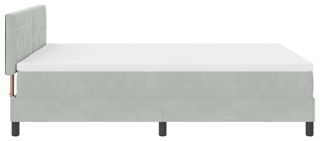 Cama Box Spring com Colchão Cinza Claro 140x200 cm Veludo