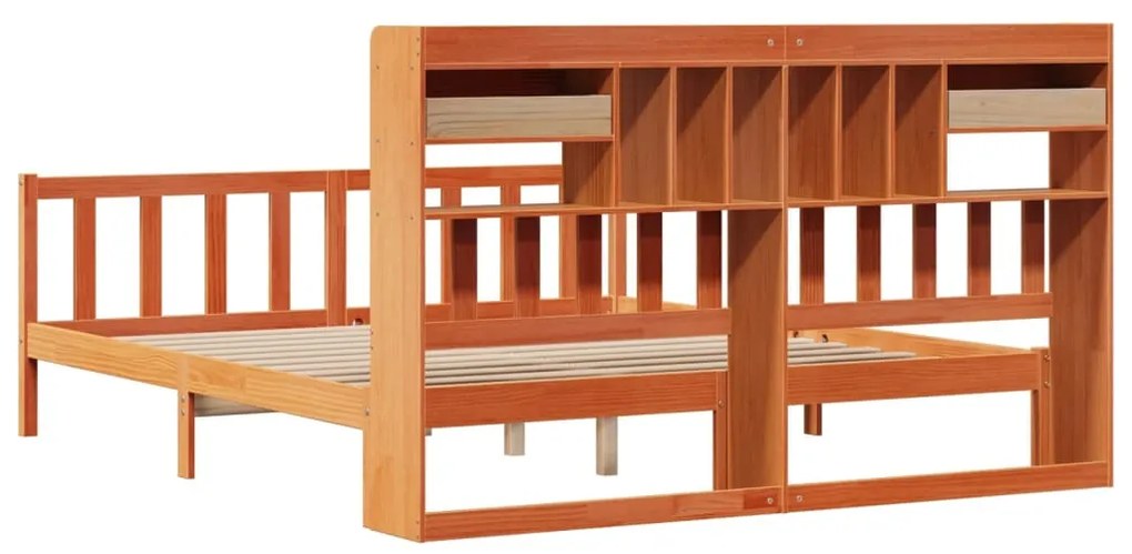 Cama com estante sem colchão 200x200 cm pinho maciço