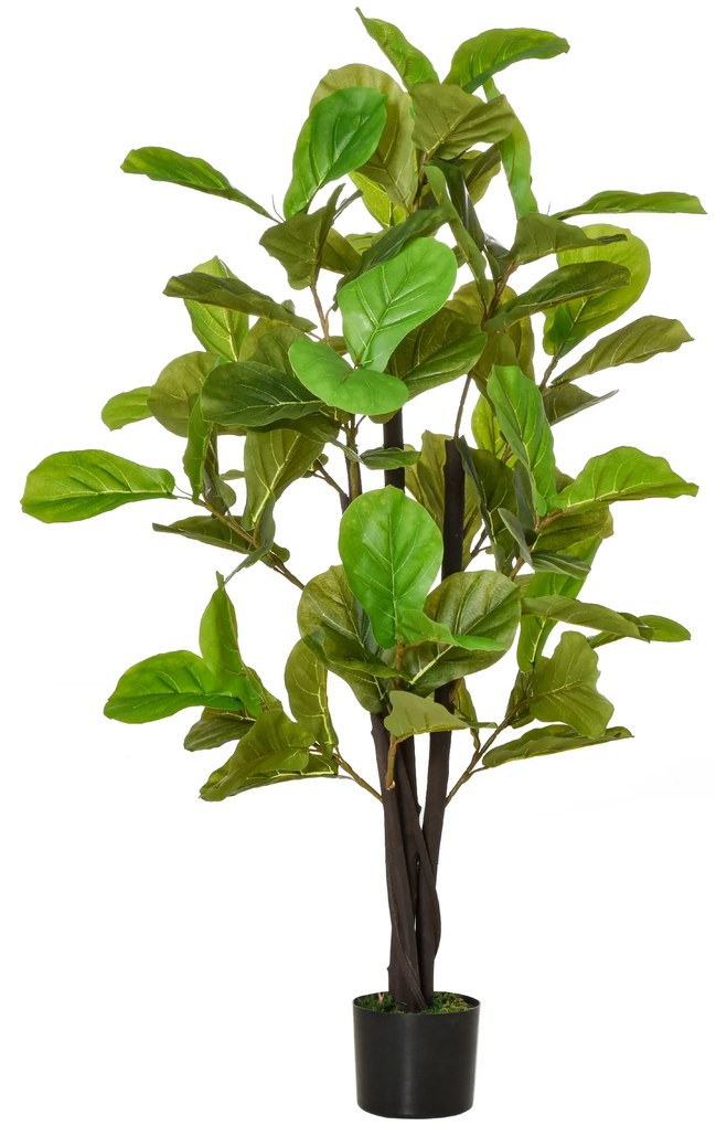 Planta Artificial Ficus 130 cm com 78 Folhas e Vaso de Planta Artificial Decorativa para Interior e Exterior Verde