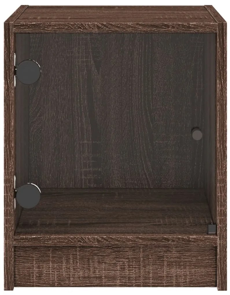 Mesas cabeceira portas vidro 2 pcs 35x37x42cm carvalho castanho