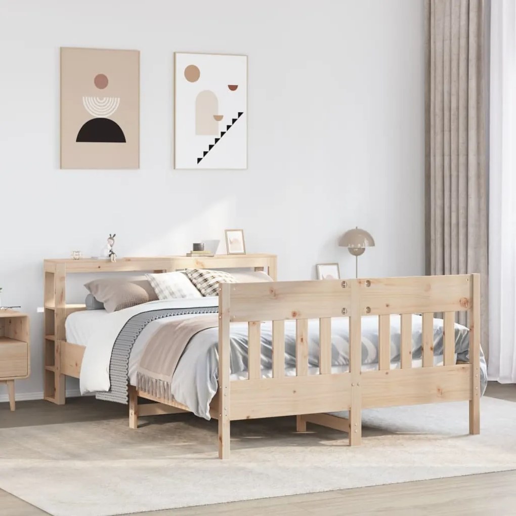 vidaXL Cama sem colchão 120x200 cm madeira de pinho maciça