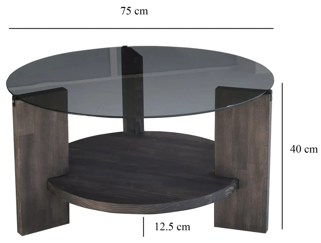 Mesa de Centro Mahal – Antracite/Dark Brown – 75x40x75 cm