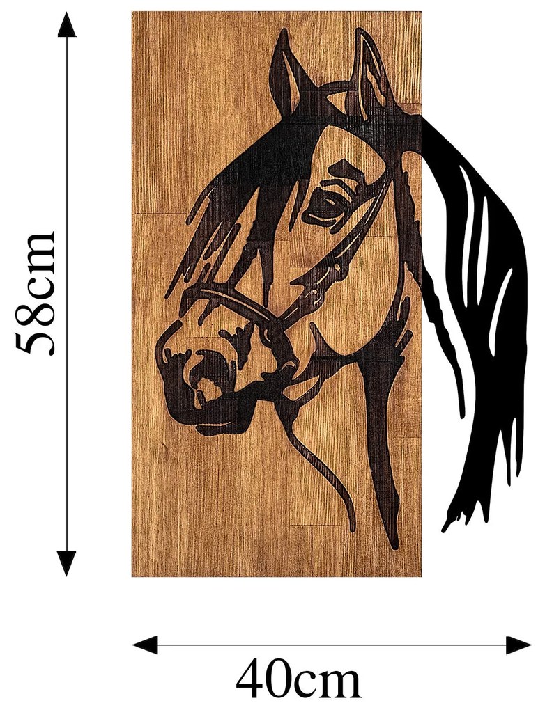 Acessório Decorativo de Parede em Madeira Cavalo – Preto Nogueira – 40