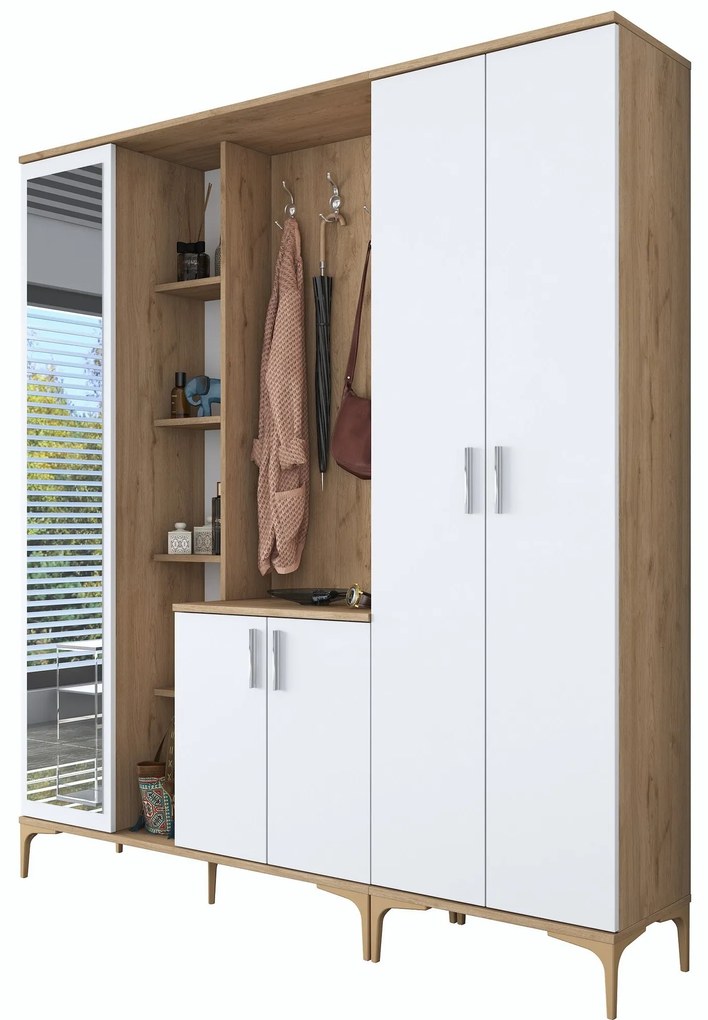 Hall Stand EA129 – Walnut White – 180 x 198,6 x 37,5 cm