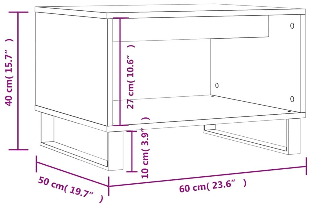 Mesa de centro 60x50x40 cm derivados de madeira cinzento sonoma