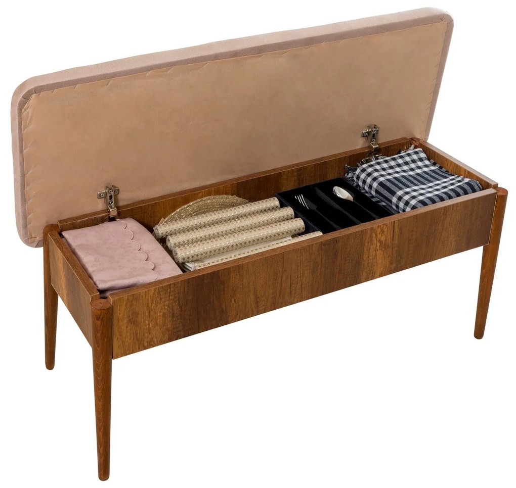 Conjunto de Mesa de Jantar Extensível Vina – Nogueira – 130x77x80 cm