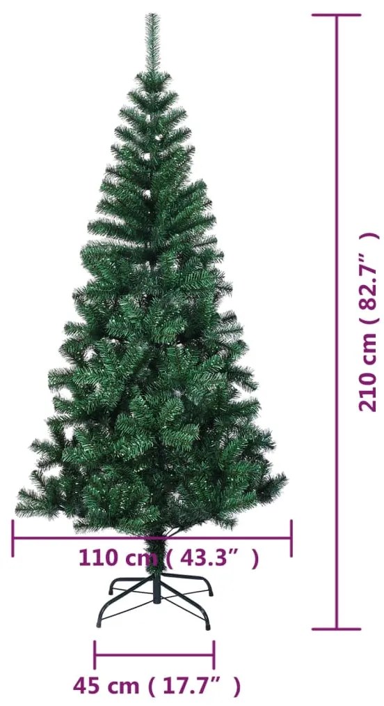 Árvore Natal artificial c/ pontas iridescentes 210 cm PVC verde