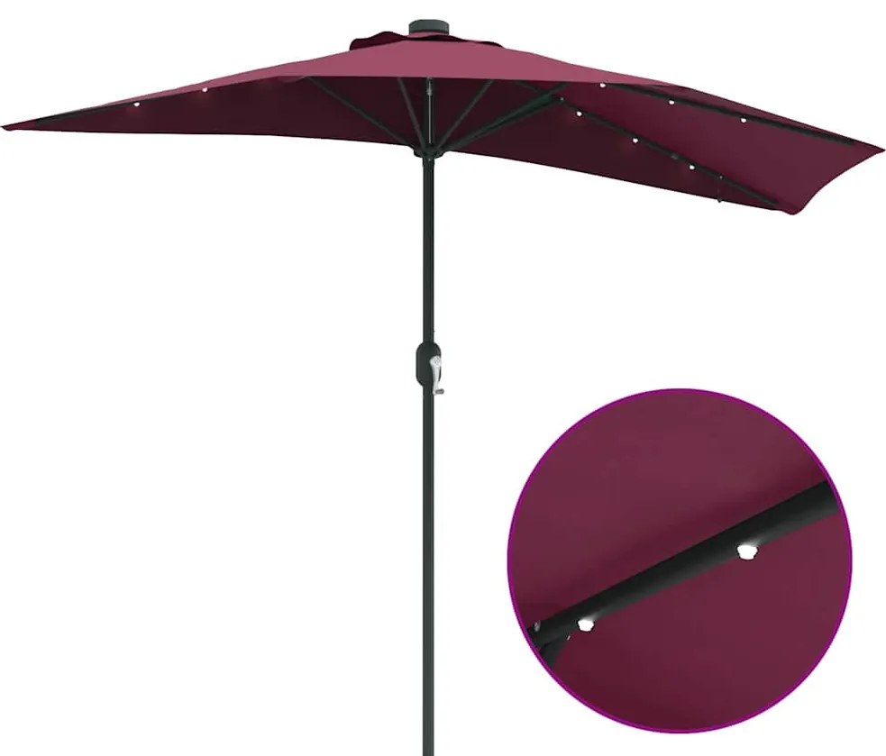Guarda-sol de Jardim Vermelho bordô 294 x 150 x 223 cm tecido