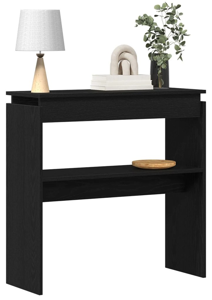 Mesa de Consola vidaXL Preta em Carvalho 80x30x80 cm em Madeira de Eng