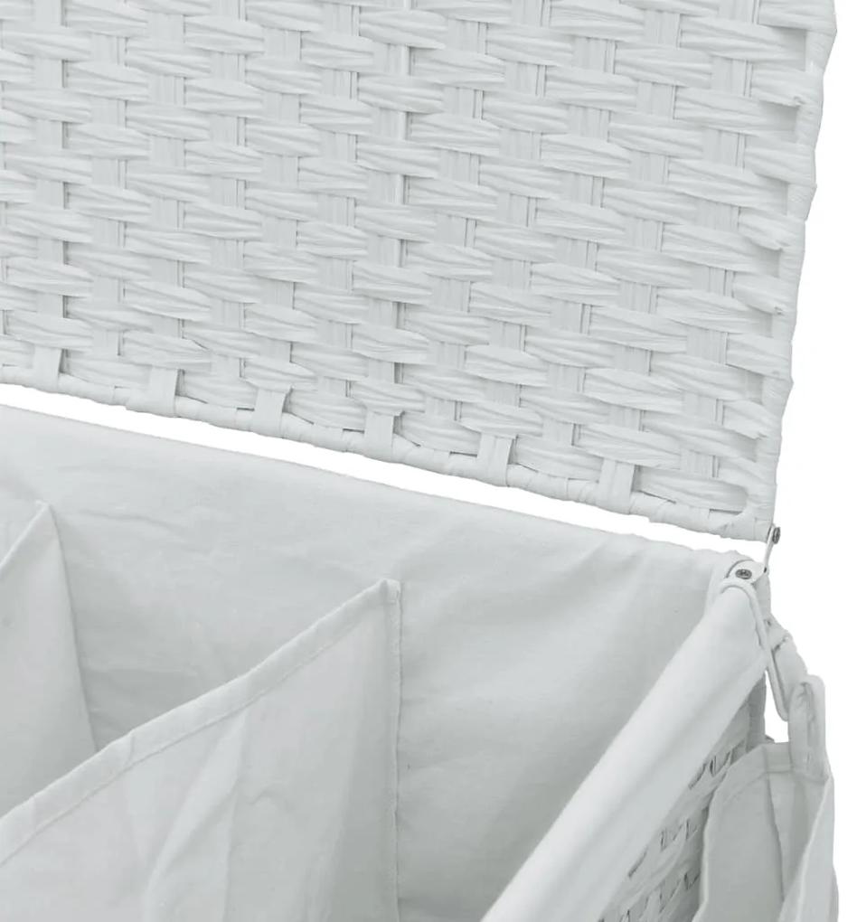 Cesto para roupa suja com rodas 60x35x60,5 cm vime branco