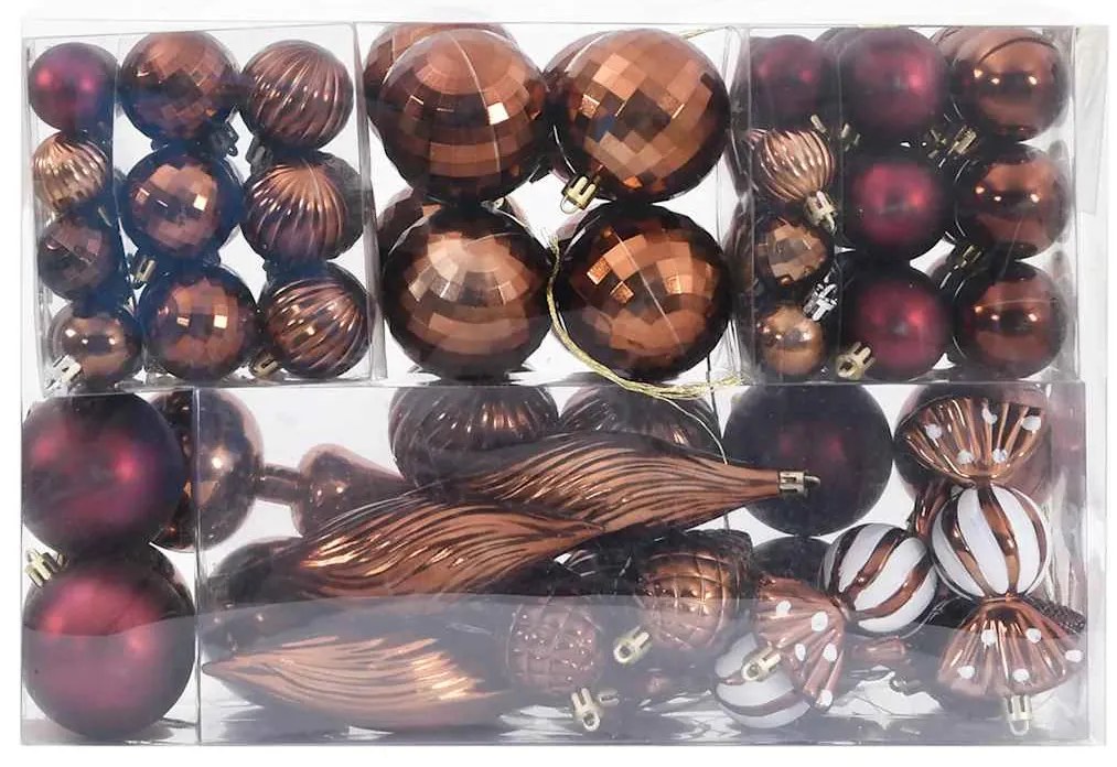 Enfeites de Natal 98 pcs Ø3/4/6 cm castanho