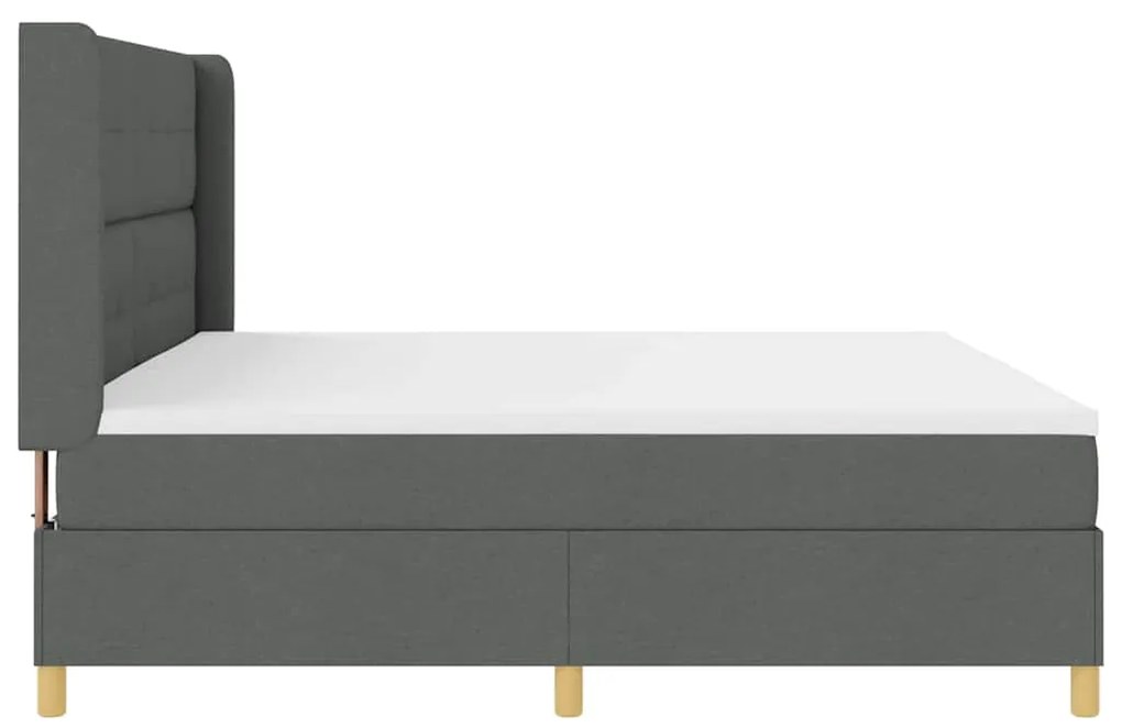 Cama Box com Colchão - Cinza Escuro, 200x200 cm, Tecido