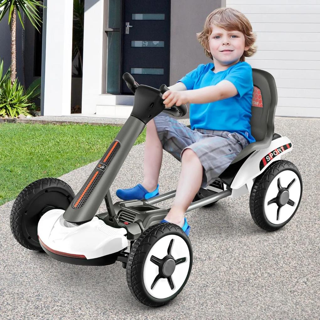 Kart Elétrico Infantil 12v Dobrável com 4 Rodas com Assento Ajustável em 2 Posições e Botão Iniciar 85 x 50 x 50 cm Branco