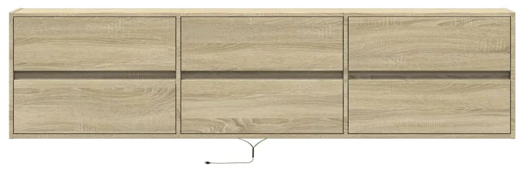 Móvel de parede p/ TV c/ luzes LED 180x31x45 cm carvalho sonoma