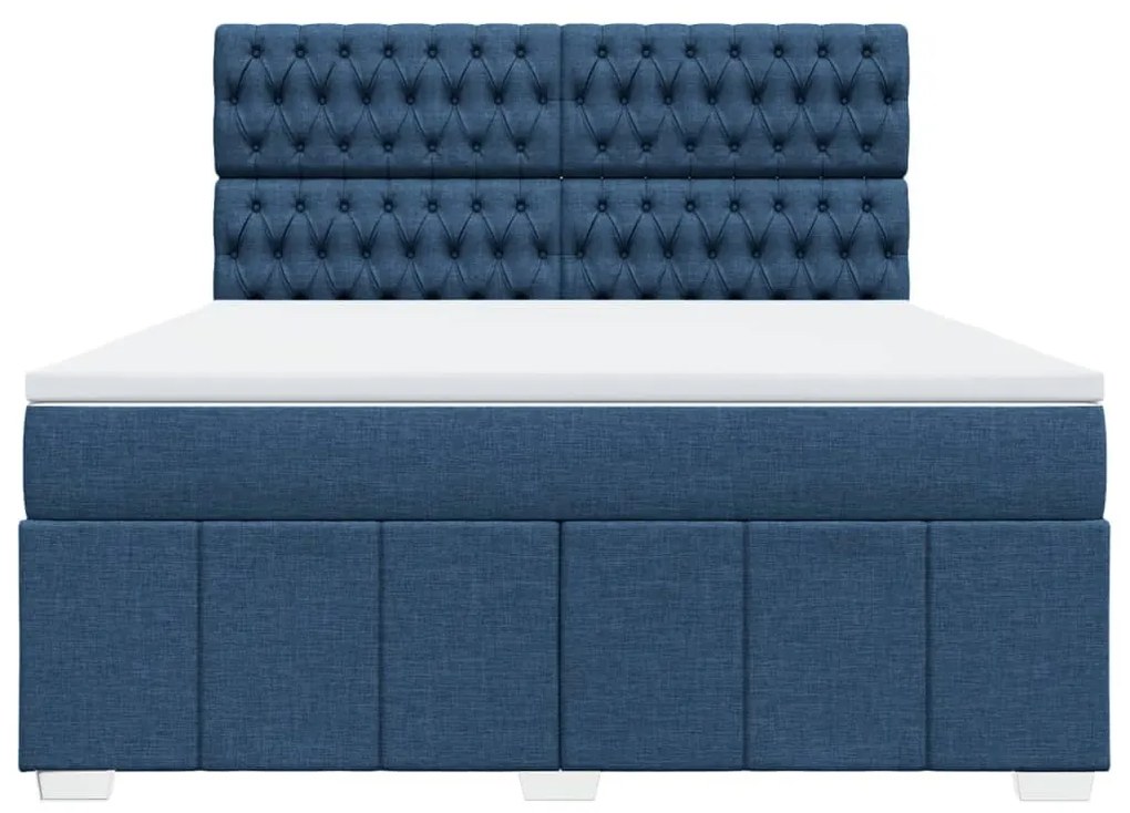 Cama com molas/colchão 180x200 cm tecido azul