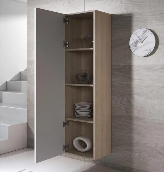 Armário de Parede Aveiro – 40x165 cm – Sonoma e Branco