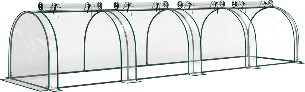 Outsunny Estufa para Jardim Estufa Pequena para Cultivo de Plantas com 4 Janelas 395x100x80 cm Transparente e Verde | Aosom Portugal