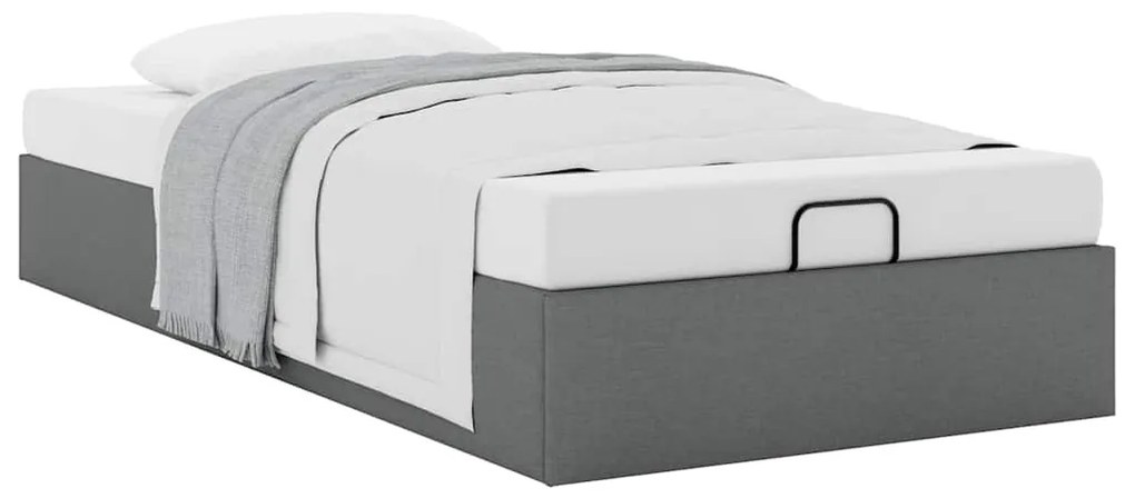 Estrutura de cama otomana sem colchão 90x200 cm cinzento escuro